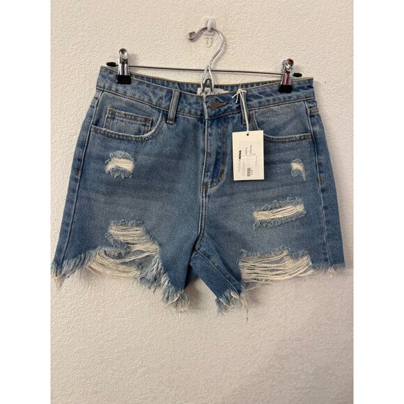 Cello way of the world distressed light blue wash shorts women size medium - Picture 1 of 8